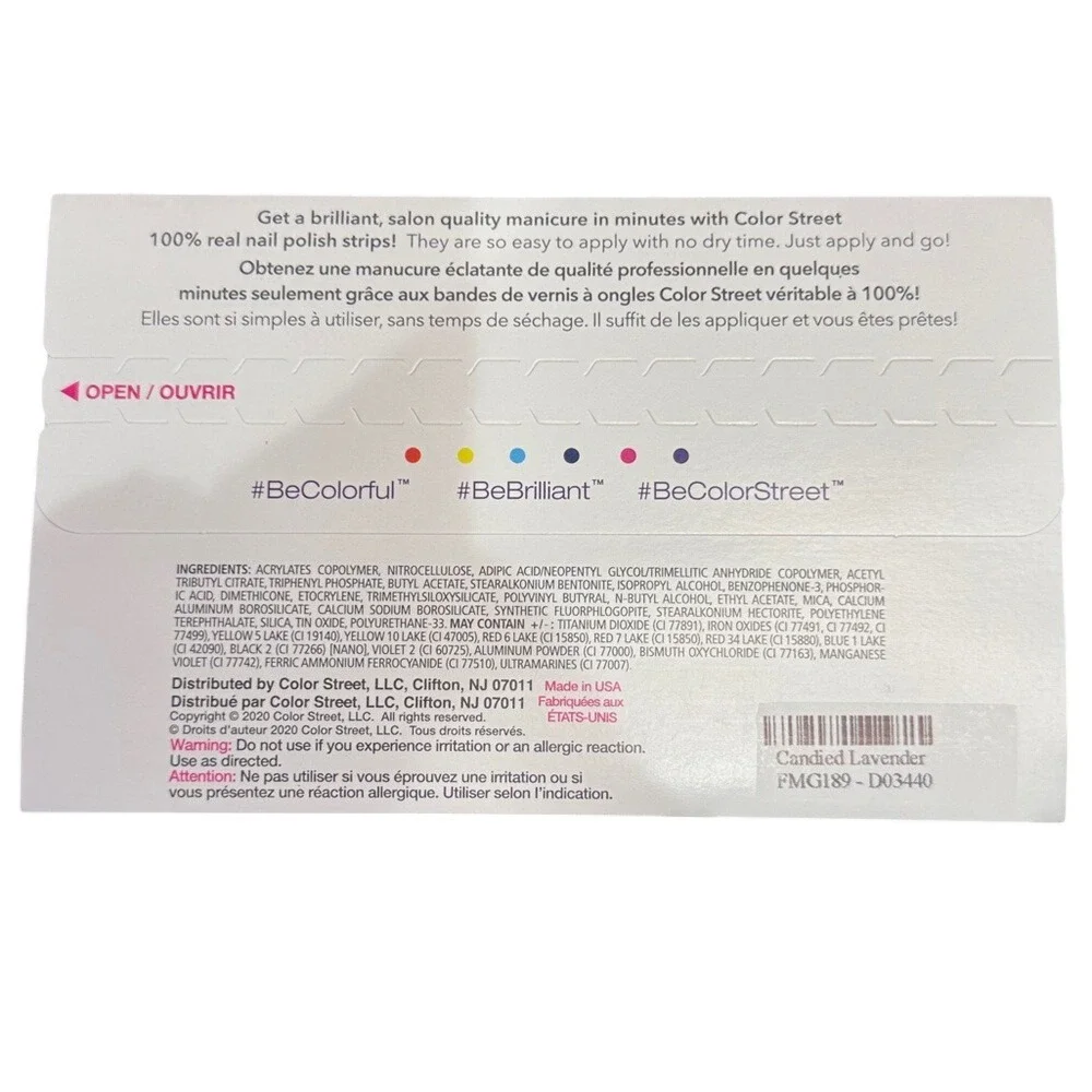 Color Street Candied Lavender Nail Polish Strips FMG189‎ Glitter Neutral New